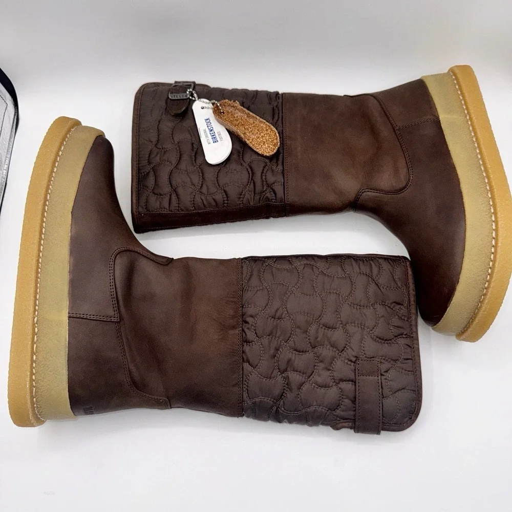 Birkenstock Iskut‎ Boots Women's Size 7 EU 38 Brown Leather Fleece-Lined